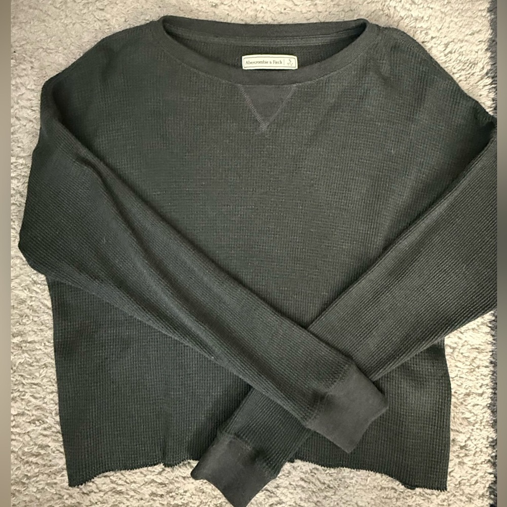 Abercrombie & Fitch dark grey long sleeve waffle knit top Size S